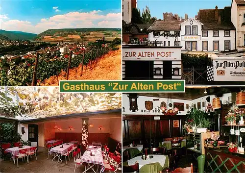 AK / Ansichtskarte 73874966 Bingen_Rhein Gasthaus Zur alten Post Gastraum Panorama Weinberge Bingen Rhein