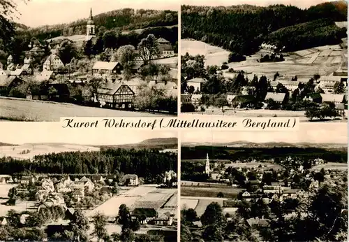 AK / Ansichtskarte  Wehrsdorf_Sachsen Ortsansicht mit Kirche Panorama Mittelausitzer Bergland Wehrsdorf Sachsen