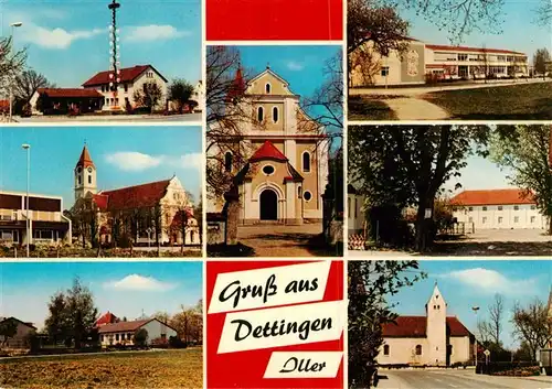 AK / Ansichtskarte  Dettingen_Iller Ortsansichten Kirche Schule Dettingen_Iller