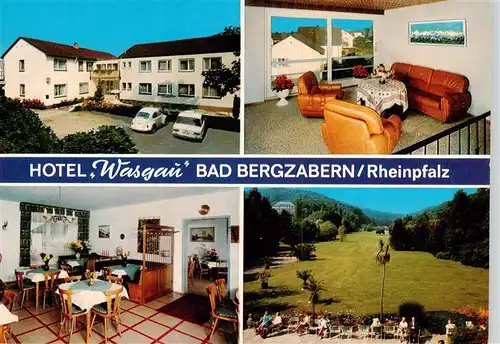 AK / Ansichtskarte  Bad_Bergzabern Hotel Wasgau Restaurant Fremdenzimmer Landschaftspanorama Bad_Bergzabern