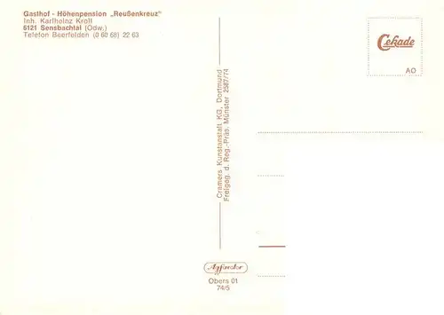 AK / Ansichtskarte  Sensbachtal Gasthof Hoehenpension Reussenkreuz Odenwald Sensbachtal