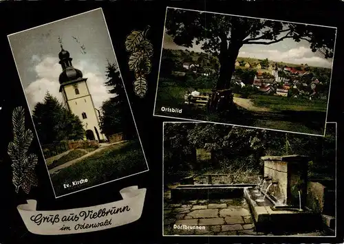 AK / Ansichtskarte 73875079 Vielbrunn Kirche Ortsbild Dorfbrunnen Vielbrunn