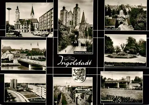 AK / Ansichtskarte  Ingolstadt_Donau Marktplatz Wohnsiedlung Am Brueckenkopf Hochhaeuser Kreuztor Muenster Schloss Stadtpark Donaubruecke Bromsilber Ingolstadt_Donau