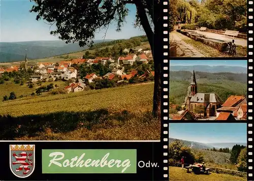 AK / Ansichtskarte  Rothenberg_Odenwald Panorama Erholungsort Landschaft Naturpark Odenwald Kirche Brunnen Rothenberg Odenwald