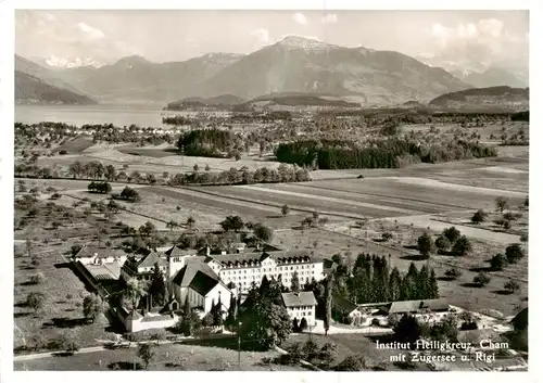 AK / Ansichtskarte  Cham__ZG Institut Heiligkreuz mit Zugersee und Rigi 