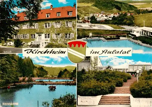 AK / Ansichtskarte  Kirchheim_Hessen Schloss Schwimmbad Biedebachtal  Kirchheim Hessen