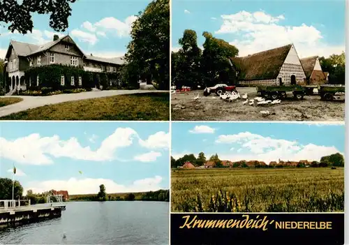 AK / Ansichtskarte  Krummendeich Teilansichten Elbepartie Panorama Krummendeich