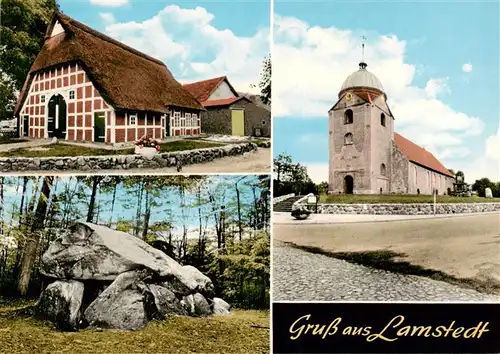 AK / Ansichtskarte 73875181 Lamstedt Reetdachhaus Kirche Felsen Lamstedt