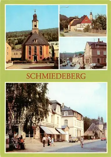 AK / Ansichtskarte 73875246 Schmiedeberg _Dippoldiswalde Dreifaltigkeiskirche und Altenberger Strasse Schmiedeberg 