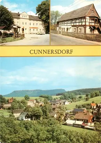 AK / Ansichtskarte  Cunnersdorf_Pirna Konsum Klubgaststaette Erbgericht Heimatstube Teilansicht Cunnersdorf Pirna