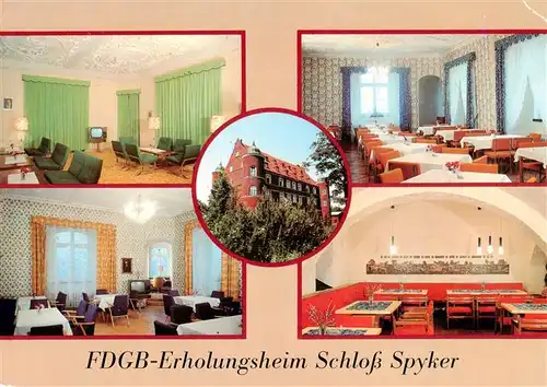 AK / Ansichtskarte  Glowe_Ruegen FDGB Erholungsheim Schloss Spyker Klubraum Speisesaal Aussenansicht Cafe Gaststaette Glowe Ruegen