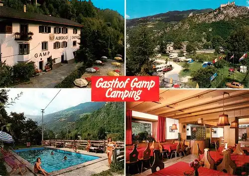 AK / Ansichtskarte  Klausen__Eisacktal_Suedtirol Gasthof Gamp Camping Freibad Gaststube 