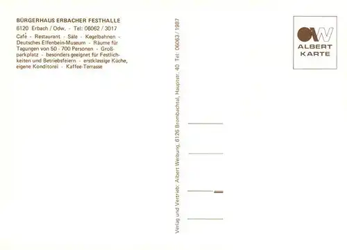 AK / Ansichtskarte  Erbach_Odenwald Erbacher Festhalle Veranstaltungs und Speiseraum Kegelbahn Erbach Odenwald