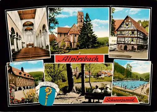 AK / Ansichtskarte 73875290 Alpirsbach Klosterkirche Inneres Fachwerkhaus Arkaden Schwimmbad Alpirsbach