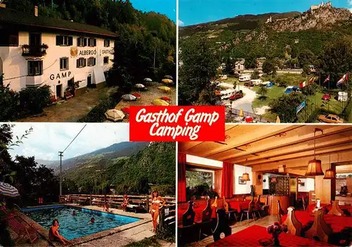 AK / Ansichtskarte  Klausen__Eisacktal_Suedtirol Gasthof Gamp Camping Pool Gaststube 