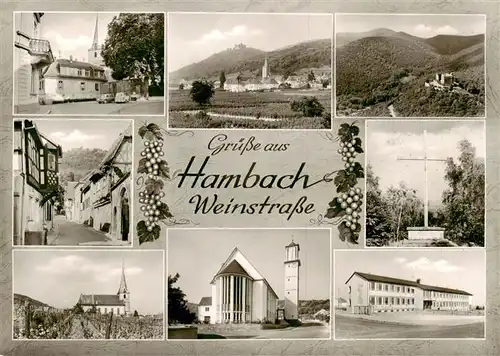 AK / Ansichtskarte  Hambach__Neustadt_Weinstrasse Teilansichten Kirchen Schloss Dorfstrasse 