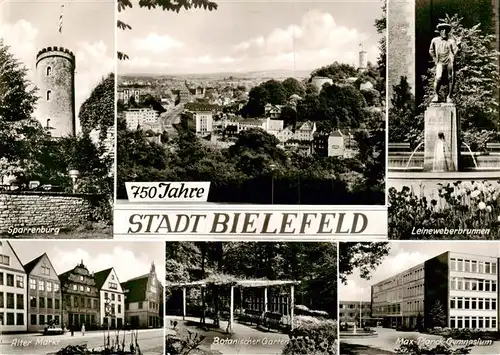 AK / Ansichtskarte  Bielefeld Sparrenburg Panorama Leineweberbrunnen Alter Markt Botanischer Garten Max Planck Gymnasium Bielefeld