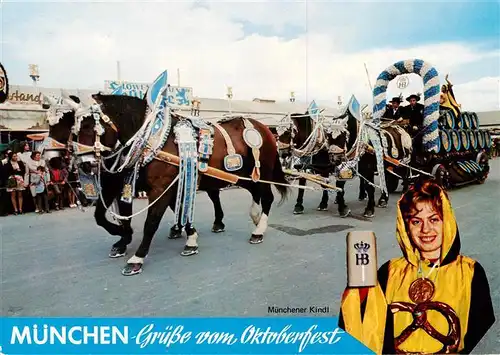 AK / Ansichtskarte 73875363 Muenchen Oktoberfest Festwagen Pferde Bierkutsche Muenchen