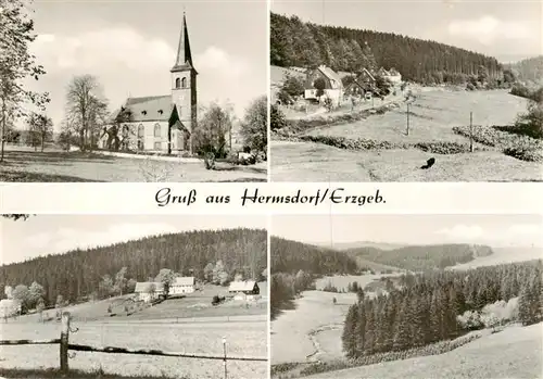 AK / Ansichtskarte  Hermsdorf_Erzgebirge Kirche Panorama Hermsdorf Erzgebirge