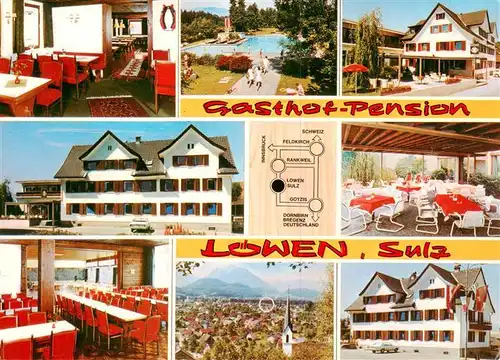 AK / Ansichtskarte  Sulz_Vorarlberg Gasthof Pension Zum Loewen Schwimmbad Gastraeume Panorama Sulz Vorarlberg