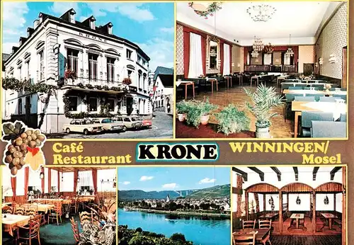 AK / Ansichtskarte  Winningen_Mosel Cafe Restaurant Krone Gastraeume Moselpartie Winningen Mosel