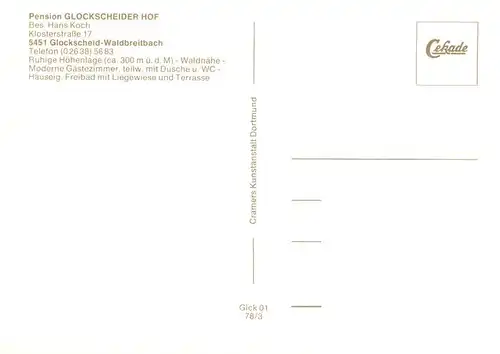 AK / Ansichtskarte  Glockscheid Pension Cafe Glockscheider Hof Gastraeume Schwimmbad Glockscheid
