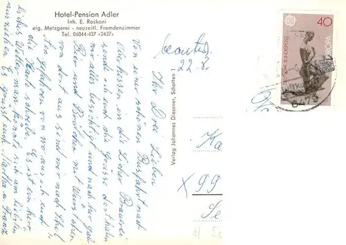 AK / Ansichtskarte  Schotten_Hessen Hotel Pension Adler Schotten Hessen