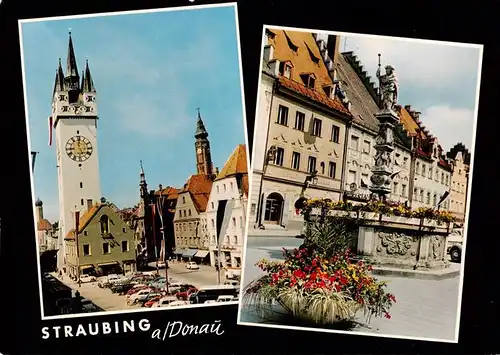 AK / Ansichtskarte  Straubing Marktplatz Kirche Brunnen Straubing