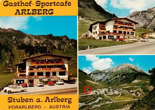 AK / Ansichtskarte  Stuben__Vorarlberg_Tirol_AT Gasthof Sportcafe Arlberg Fliegeraufnahme 