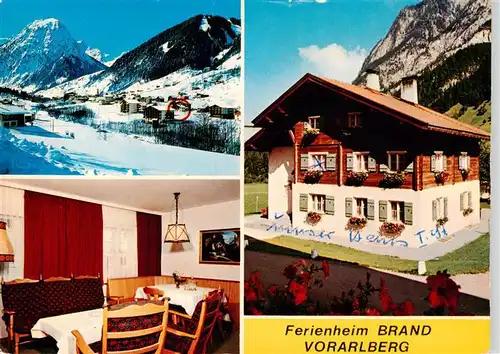 AK / Ansichtskarte 73875559 Brand__Vorarlberg_AT Panorama Ferienheim Brand Gaststube 