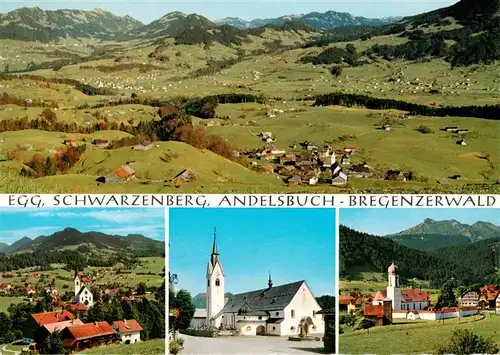 AK / Ansichtskarte 73875572 Egg_Bregenzerwald_Vorarlberg_AT Panorama mit Schwarzenberg und Andelsbuch Kirchen 