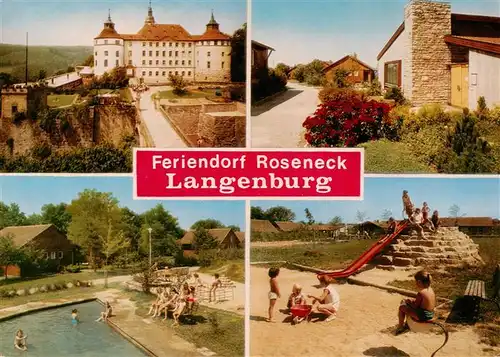 AK / Ansichtskarte  Langenburg_Wuerttemberg Schloss Feriendorf Roseneck Schwimmbad Kinderspielplatz Langenburg Wuerttemberg