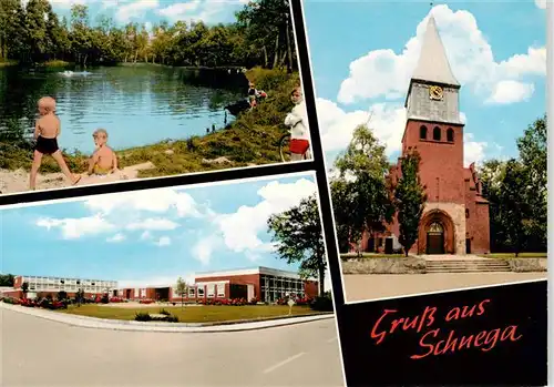 AK / Ansichtskarte 73875618 Schnega Gondelteich Kirche Schule Schnega
