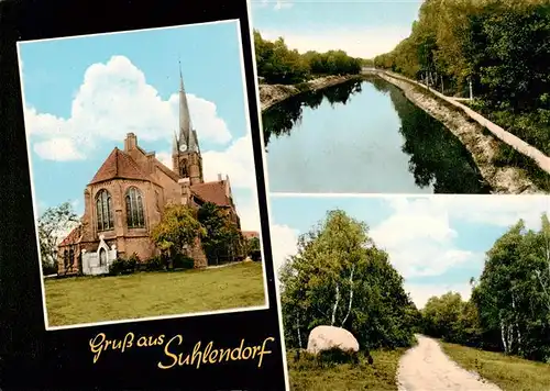 AK / Ansichtskarte 73875623 Suhlendorf Kirche Kanal Waldweg Suhlendorf