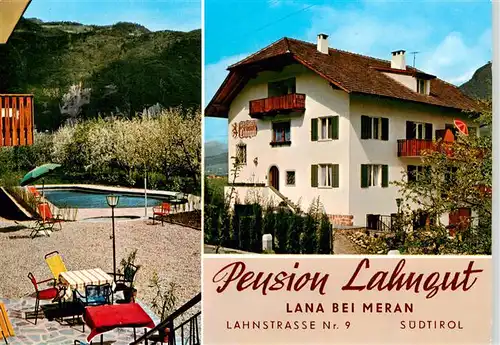 AK / Ansichtskarte  Lana_Meran Pension Lahngut Pool Terrasse Lana_Meran