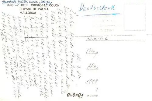 AK / Ansichtskarte  Playa_de_Palma_Mallorca Hotel Cristobal Colon Playa_de_Palma_Mallorca