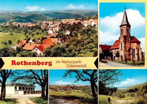 AK / Ansichtskarte 73875744 Rothenberg_Odenwald Panorama Schule Kirche Ortsansicht Rothenberg Odenwald