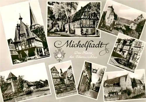 AK / Ansichtskarte  Michelstadt Rathaus Kellereihof Schloss Fuerstenau An der Stadtmauer Marktbrunnen Drei Hasen Kellereihof Schwiegermutterbrunnen Diebesturm Michelstadt