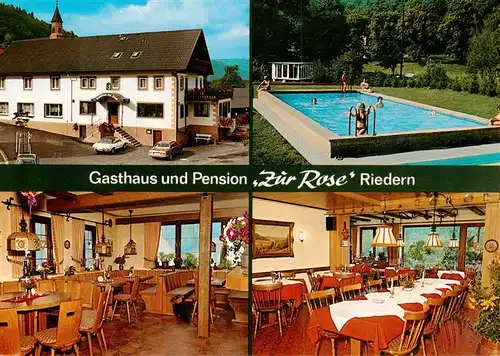 AK / Ansichtskarte  Riedern_Erftal_Eichenbuehl_Unterfranken Gasthaus Pension Zur Rose Gastraeume Schwimmbad 