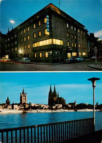 AK / Ansichtskarte  Koeln__Rhein Hotel Ludwig Rheinpartie mit Koelner Dom 