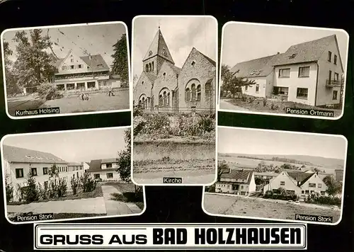 AK / Ansichtskarte 73875844 Bad_Holzhausen_Luebbecke_Preussisch_Oldendorf_NRW Kurhaus Holsing Pension Stork Kirche Pension Ortmann 