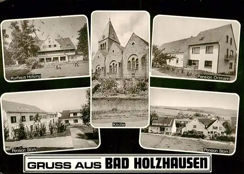 AK / Ansichtskarte  Bad_Holzhausen_Luebbecke_Preussisch_Oldendorf_NRW Kurhaus Holsing Pension Stork Kirche Pension Ortmann 