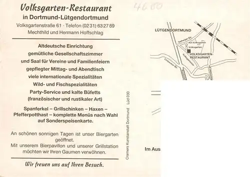 AK / Ansichtskarte  Luetgendortmund_Dortmund Volksgarten Restaurant Gastraeume Freiterrasse 