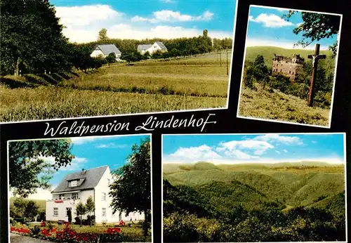 AK / Ansichtskarte  Moersdorf_Kastellaun Waldpension Lindenhof Kreuz Burg Landschaftspanorama 