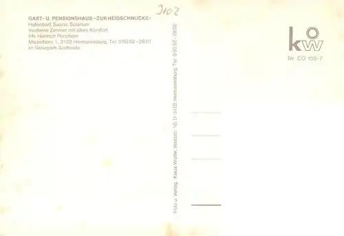 AK / Ansichtskarte  Hermannsburg Gast- und Pensionshaus Zur Heidschnucke Hermannsburg