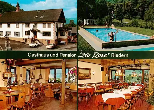 AK / Ansichtskarte 73875873 Riedern_Erftal_Eichenbuehl_Unterfranken Gasthaus Pension zur Rose Gastraum Swimming Pool 