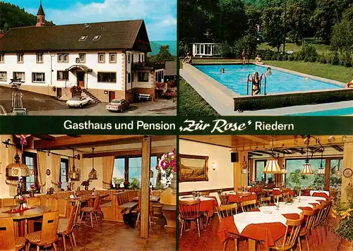 AK / Ansichtskarte  Riedern_Erftal_Eichenbuehl_Unterfranken Gasthaus Pension zur Rose Gastraum Swimming Pool 