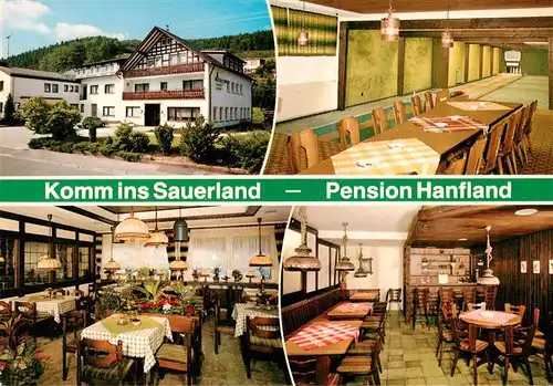 AK / Ansichtskarte  Oberelspe Pension Hanfland Gastraeume Kegelbahn Oberelspe