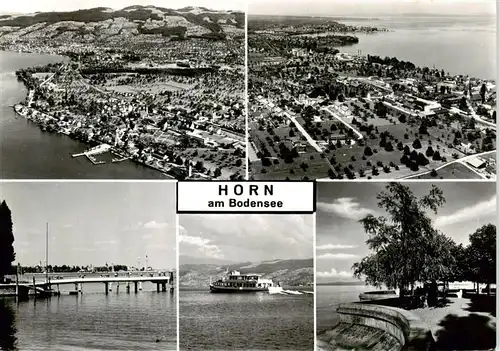AK / Ansichtskarte 73875926 Horn_Untersee Fliegeraufnahmen Bootssteg Bodenseefaehre Uferpromenade Horn Untersee