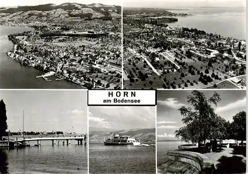 AK / Ansichtskarte  Horn_Untersee Fliegeraufnahmen Bootssteg Bodenseefaehre Uferpromenade Horn Untersee